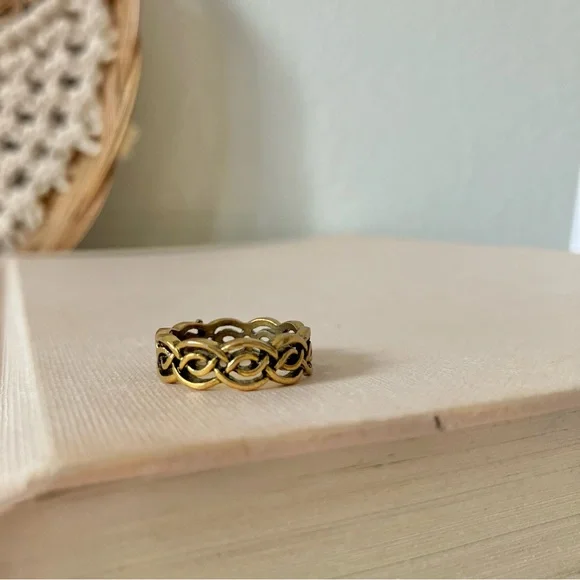 Gold Braid Pinkie Ring “Unity” 4 Celtic Knot Twist Minimal Classic - Picture 1 of 13